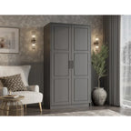Palace Imports 100% Solid Wood 2-Door Urban Wardrobe Armoire with Solid and Mirrored Doors