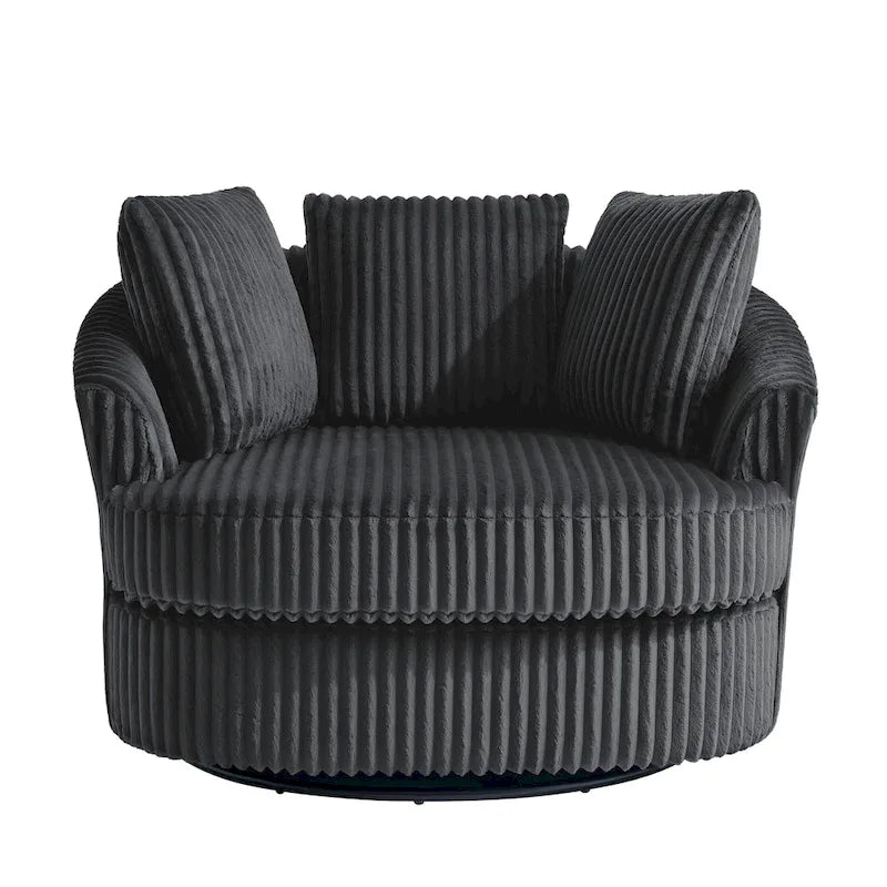 DREAMSIDEA 2 Set Recessed Arm Slipcovered Swivel Barrel Chair