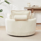 Poltrona girevole oversize con pouf contenitore Moon con 4 cuscini