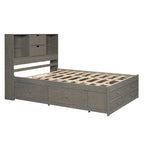 King Size Platform Bed with Storage Headboard and 8 Drawers