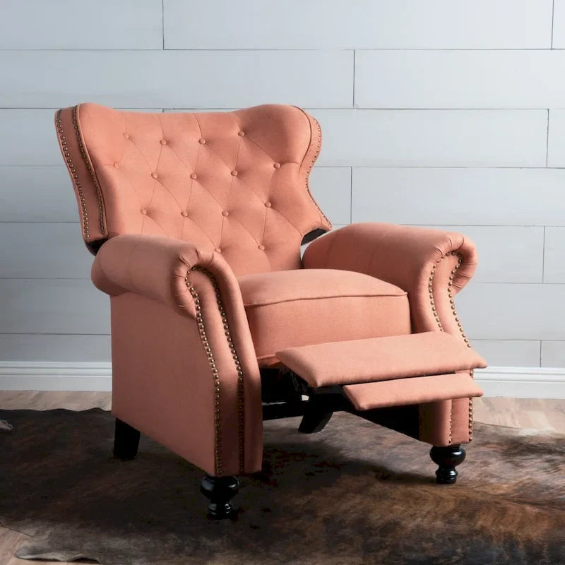 Walder Tufted Nailhead Fabric Recliner by Christopher Knight Home
