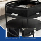 Moasis Farmhouse Lift Top Round Coffee Table with Hidden Storage and Shelf