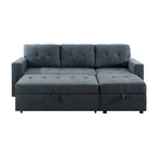 Divano componibile convertibile reversibile con letto estraibile, chaise longue con contenitore nascosto e gambe durevoli