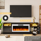 Mobile TV Bossin 70" con caminetto elettrico 36", Mobile TV per televisori fino a 80", 16 colori LED/Centro di intrattenimento