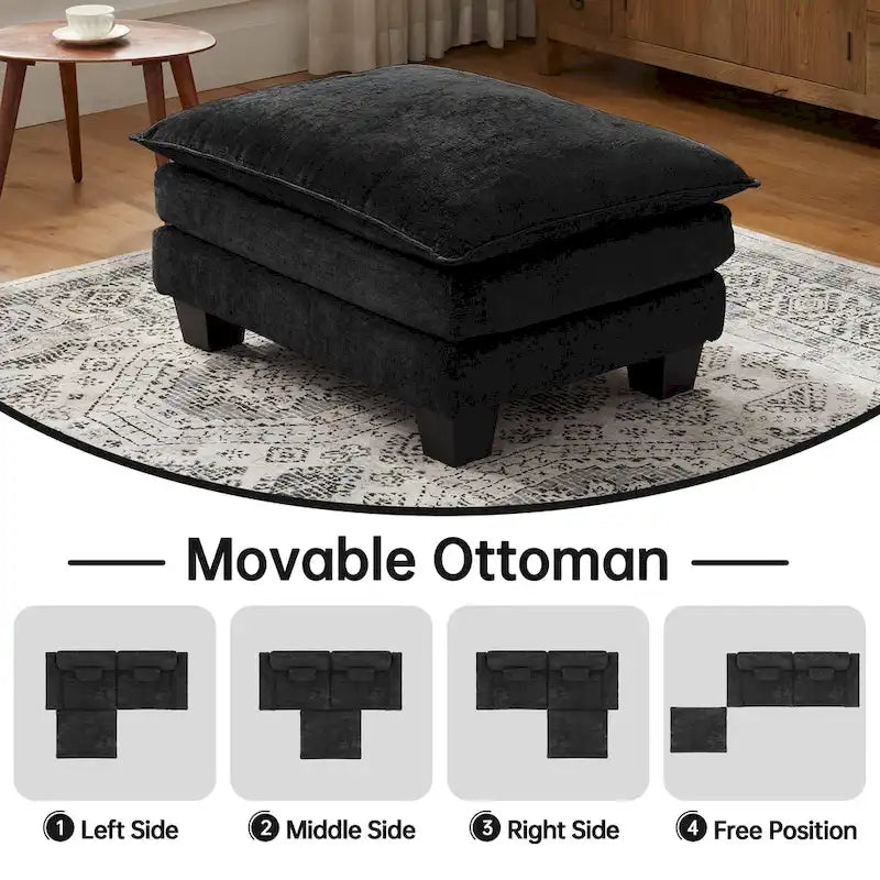 Modular Sectional Sofa, Comfy Cloud Couch Sectional Sofa with Ottoman, Deep Seat Sofa Sleeper for Living Room