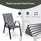 4 Pieces Stackable Patio Dining Chairs Set with Armrest - 29 x 21.5 x 35.5 (L x W x H)