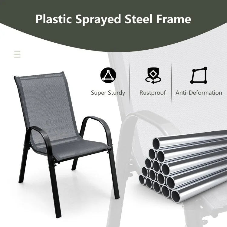 4 Pieces Stackable Patio Dining Chairs Set with Armrest - 29 x 21.5 x 35.5 (L x W x H)