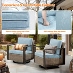 Cozywor 2-Piece Patio Wicker Outdoor Rocking Chair with Metal Frame and Cushions