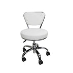 Sgabello basso Dayton con schienale regolabile da 13 a 15, rotelle, bianco - N/A