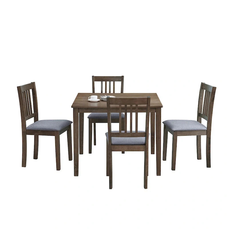 Set Tavolo e Sedie per Colazione in Cucina, Tavolo da Pranzo Quadrato in Legno, Tavolo da Pranzo Casuale con 4 Sedie Imbottite