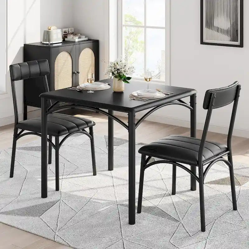 Set tavolo da pranzo per 2, Tavolo da cucina con sedie imbottite per 2