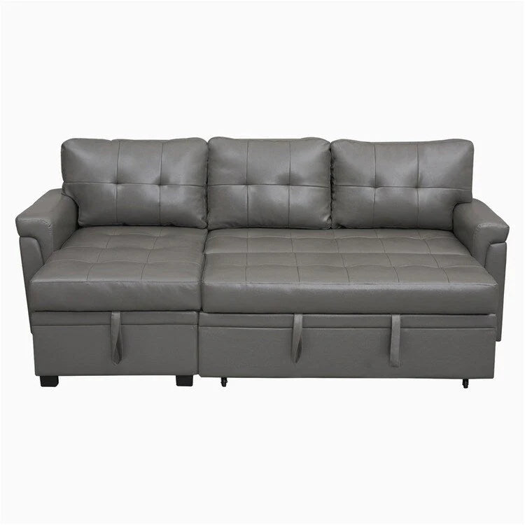Divano componibile convertibile reversibile con letto estraibile, chaise longue con contenitore nascosto e gambe durevoli
