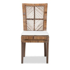 Sedia da pranzo Laluna bohémien moderna in rattan/legno di mogano con cuscino