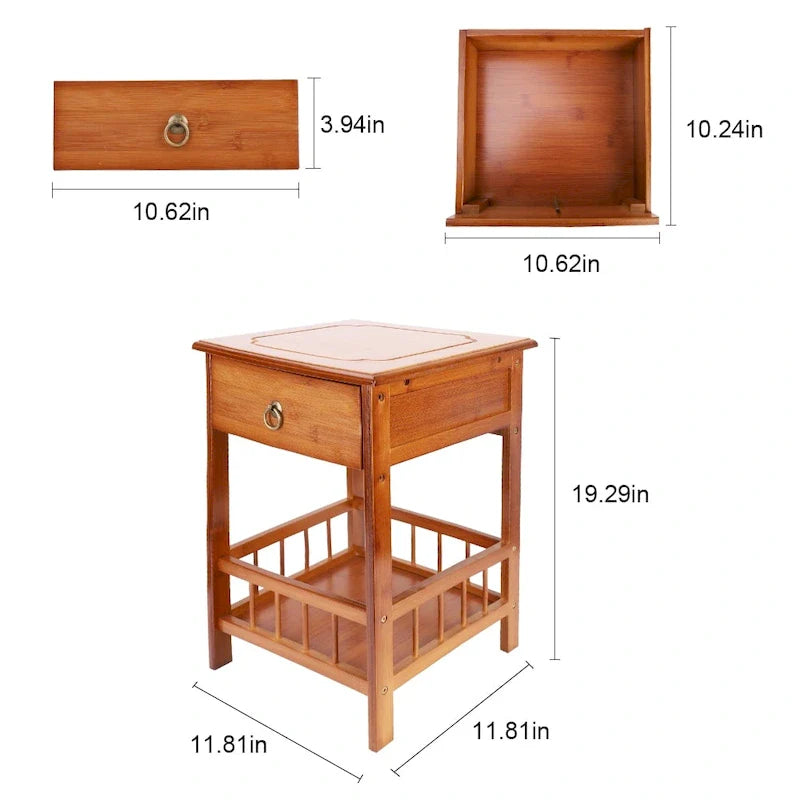 Tavolino in legno massiccio con contenitore