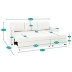 Divano componibile convertibile reversibile con letto estraibile, chaise longue con contenitore nascosto e gambe durevoli