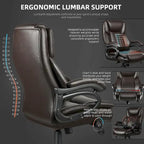 Sedia da Ufficio Direzionale Bossin Extra Large, 500 libbre, Ergonomica con Supporto Lombare Regolabile, Schienale Alto in Pelle PU, per Computer