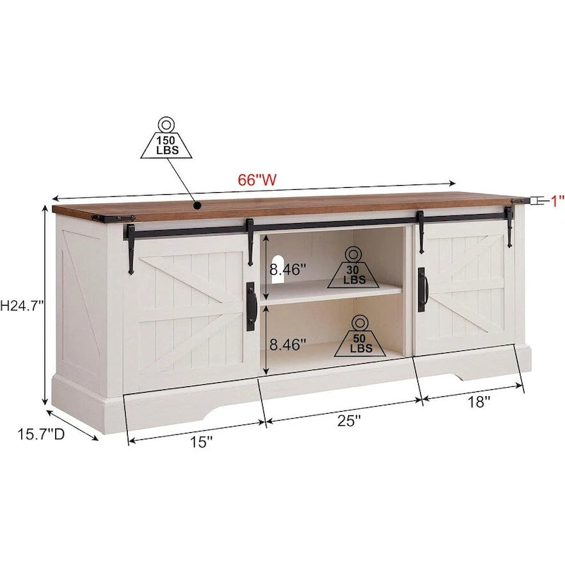 Mobile TV in legno stile rustico, Centro di intrattenimento rustico, Credenza consolle - n/a