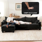 Set di mobili per soggiorno, Set divano componibile modulare con pouf per soggiorno, Divano convertibile