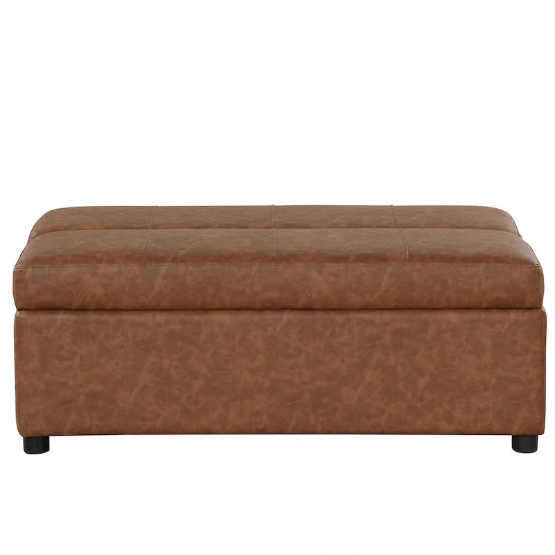 Twin Size Folding Pull out Ottoman Sleeper Bed with Mattress Convertible Guest Bed, PU Upholstered Sleeper Sofa