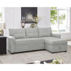 Divano componibile convertibile reversibile con letto estraibile, chaise longue con contenitore nascosto e gambe durevoli
