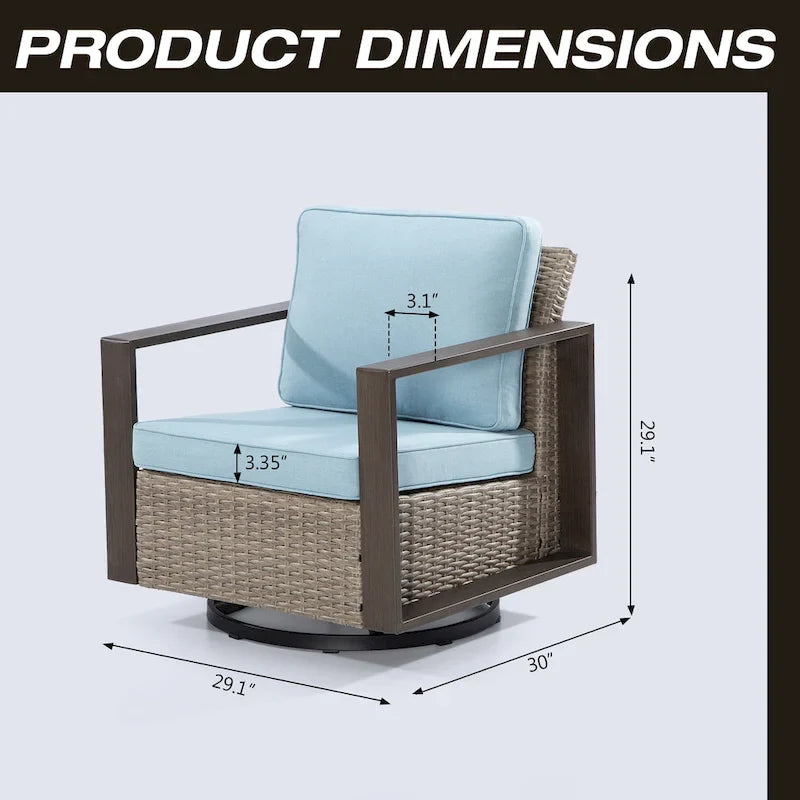Cozywor 2-Piece Patio Wicker Outdoor Rocking Chair with Metal Frame and Cushions