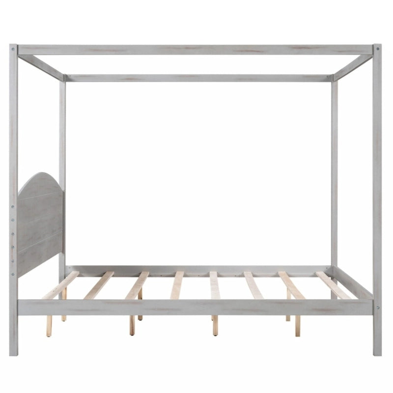 Letto a piattaforma a baldacchino King Size con testiera e gambe di supporto