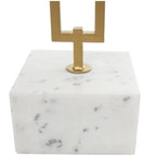 Tavolino d'appoggio/laterale Geometrico in marmo con base rettangolare in metallo dorato - Bianco - Roche River Decor
