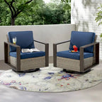 Cozywor 2-Piece Patio Wicker Outdoor Rocking Chair with Metal Frame and Cushions