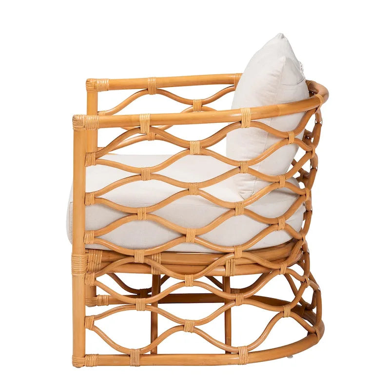 Poltrona Acelynn in Rattan Chiaro Miele Stile Bohemien