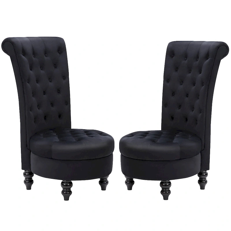 AVAWING Set di 2 sedie a trono Royal con imbottitura spessa e gambe in legno di gomma