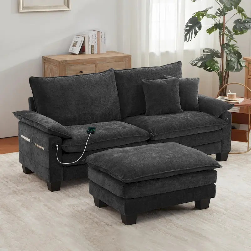 Modular Sectional Sofa, Comfy Cloud Couch Sectional Sofa with Ottoman, Deep Seat Sofa Sleeper for Living Room